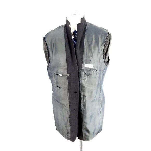 Calvin Klein Wool 2 Button Blazer‎ 44L Gray Sharkskin - Picture 9 of 10